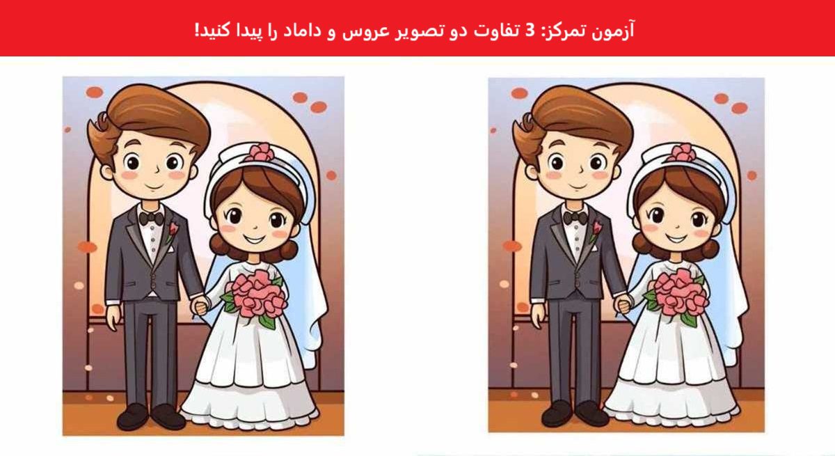 آزمون تصویری با تفاوت های عروس و داماد