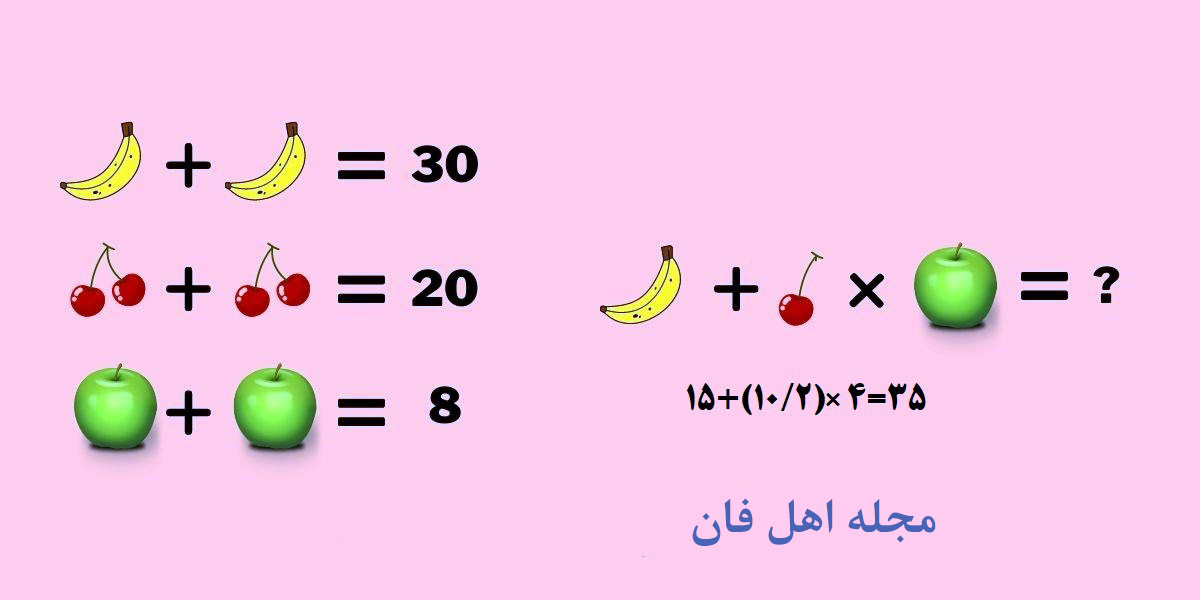 سوال ریاضی با عبارت های میوه-2