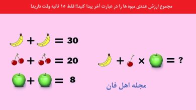 سوال ریاضی با عبارت های میوه