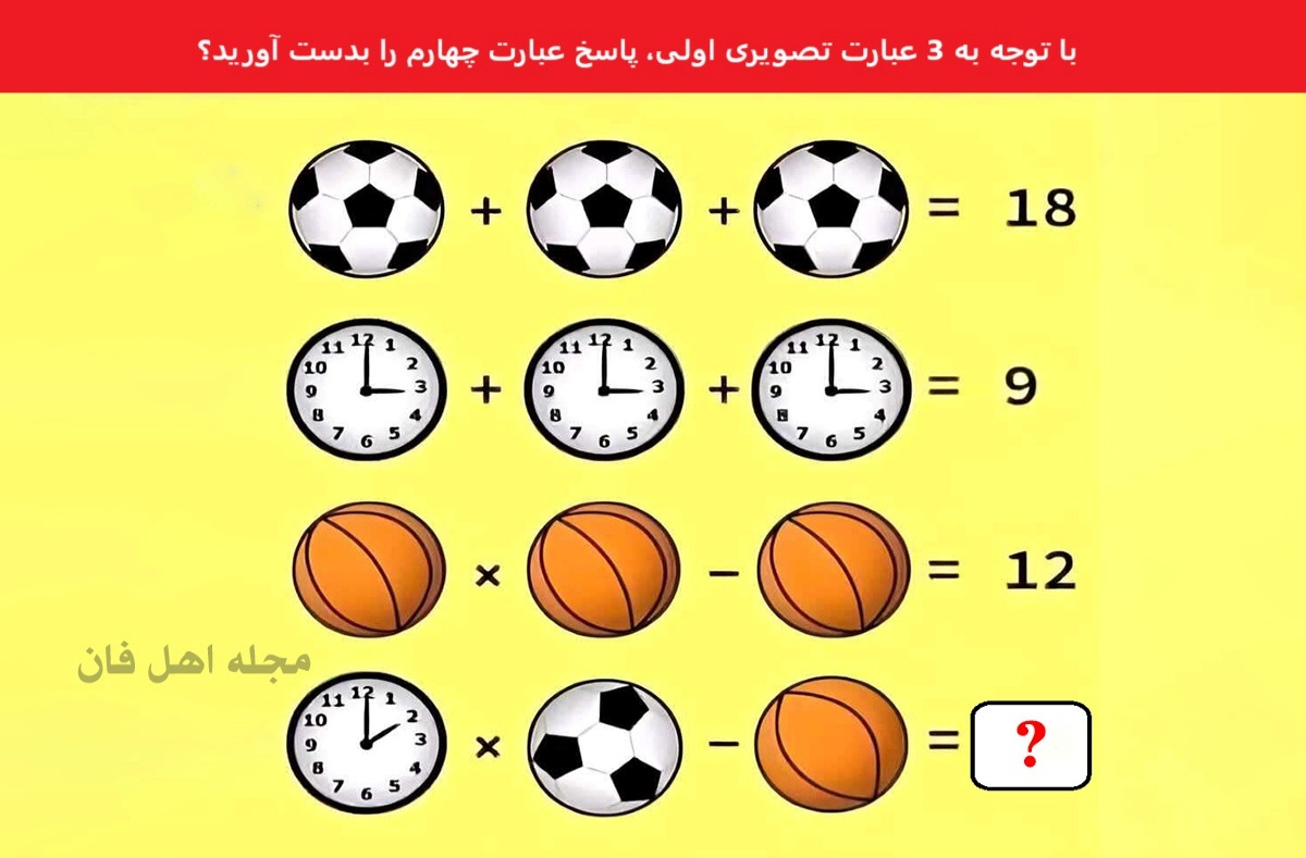 تست هوش ریاضی با توپ