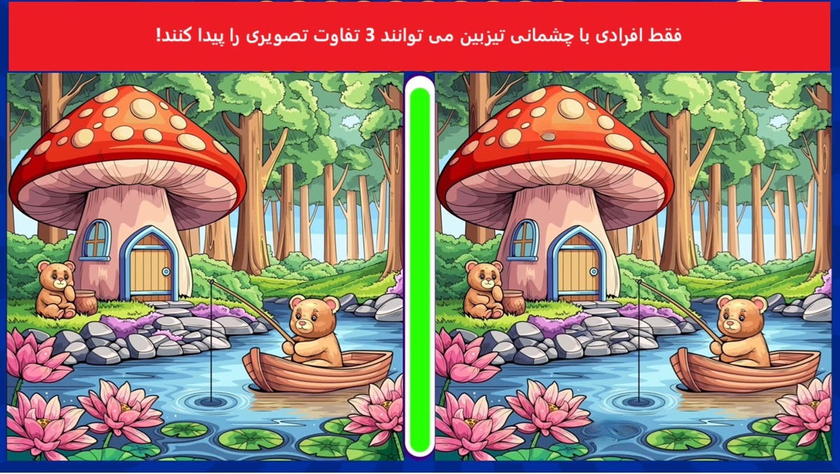 تفاوت تصویری خرس ماهیگر در برکه