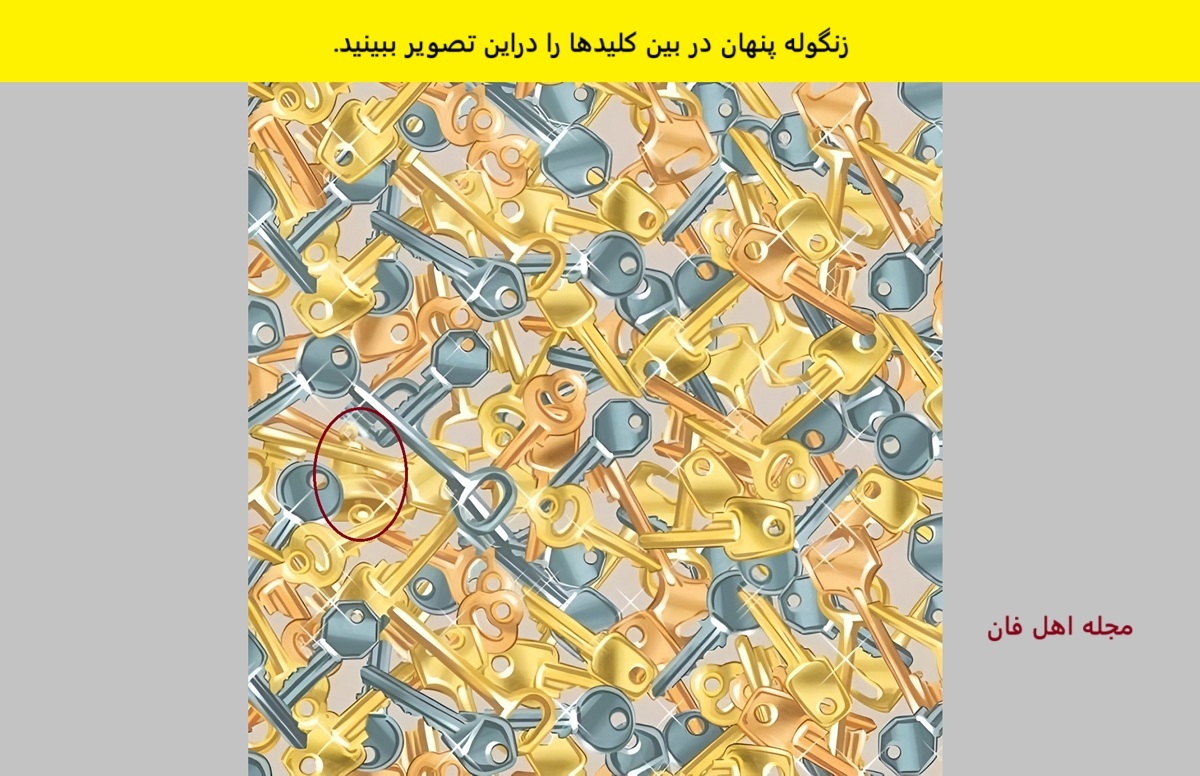 تست بینایی یافتن زنگ پنهان میان کلیدها-2