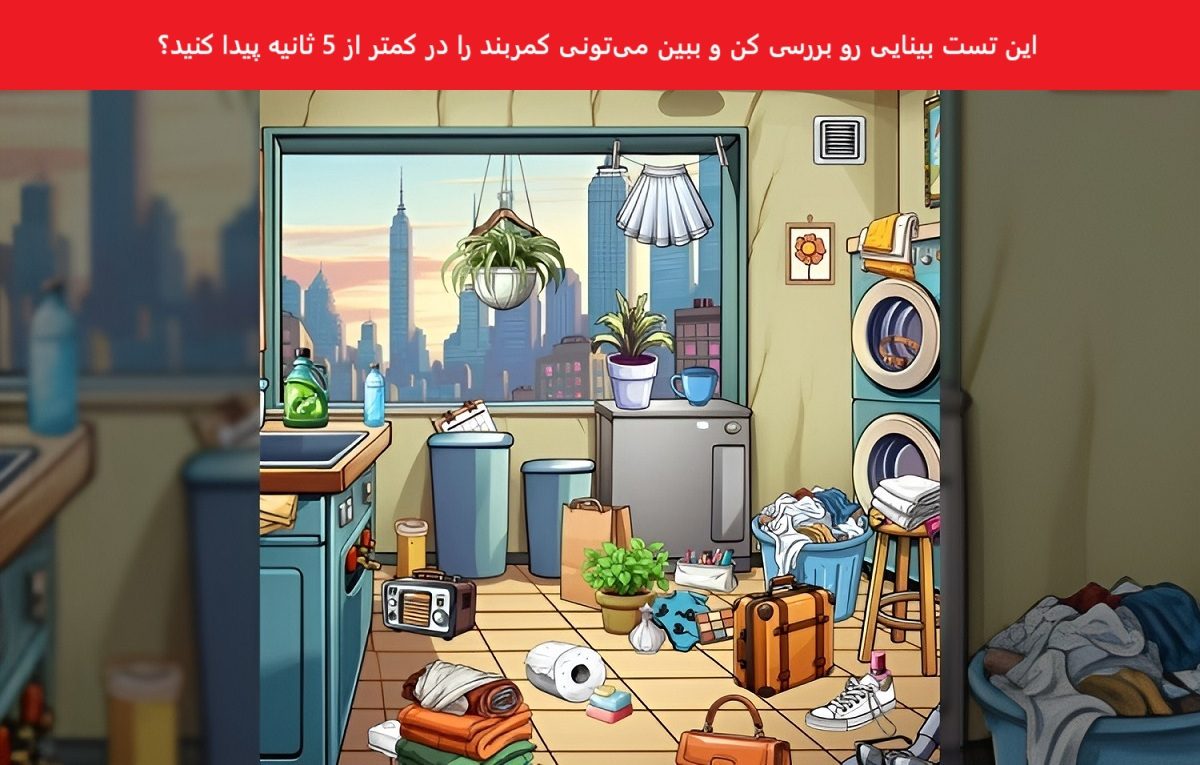 تست بینایی یافتن کمربند در بین وسایل خانه
