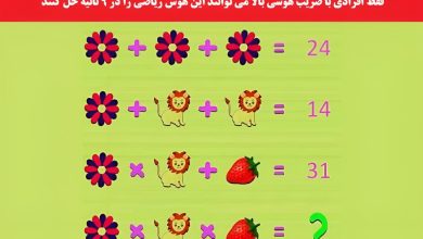 تست هوش ریاضی شیر و گل و میوه