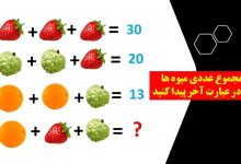 سوال ریاضی با ارزش عددی میوه ها